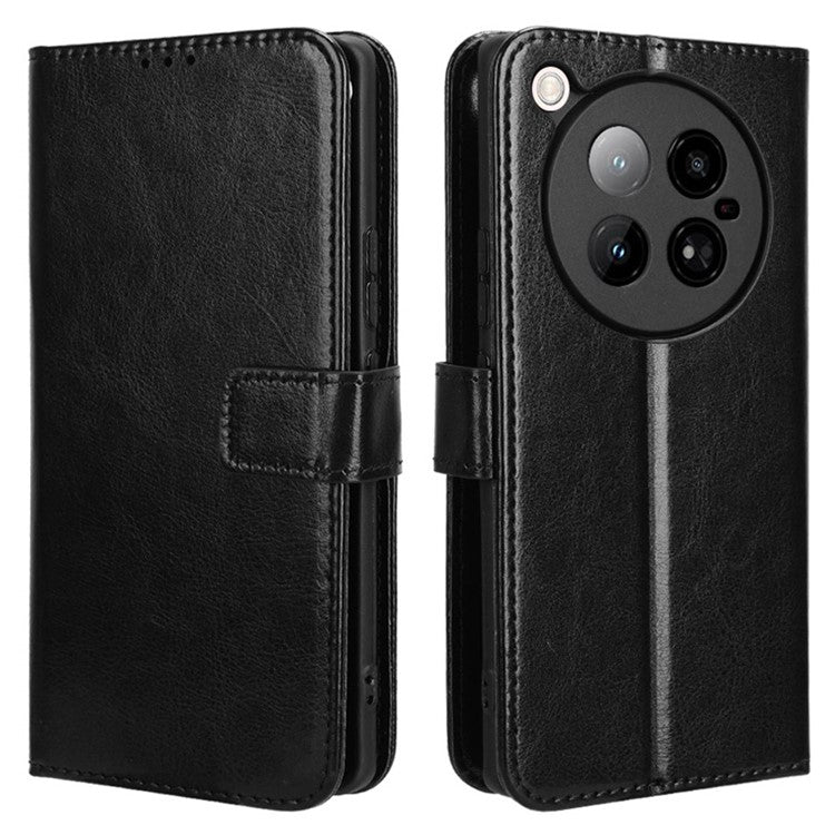 For Infinix Zero 40 4G X6860 Case Crazy Horse Texture PU Leather Phone Wallet Cover - Black