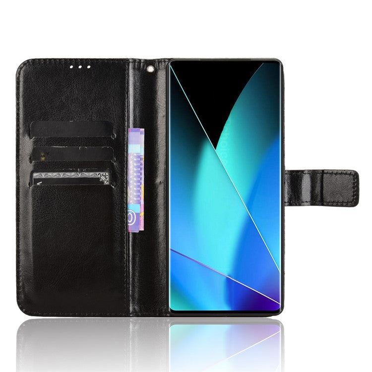 For Infinix Zero 40 4G X6860 Case Crazy Horse Texture PU Leather Phone Wallet Cover - Black