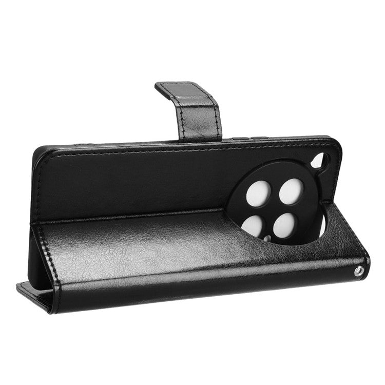 For Infinix Zero 40 4G X6860 Case Crazy Horse Texture PU Leather Phone Wallet Cover - Black