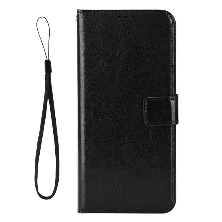 For Infinix Zero 40 4G X6860 Case Crazy Horse Texture PU Leather Phone Wallet Cover - Black