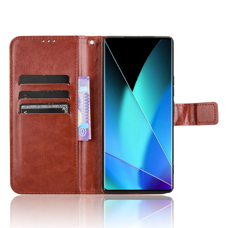 For Infinix Zero 40 4G X6860 Case Crazy Horse Texture PU Leather Phone Wallet Cover - Brown