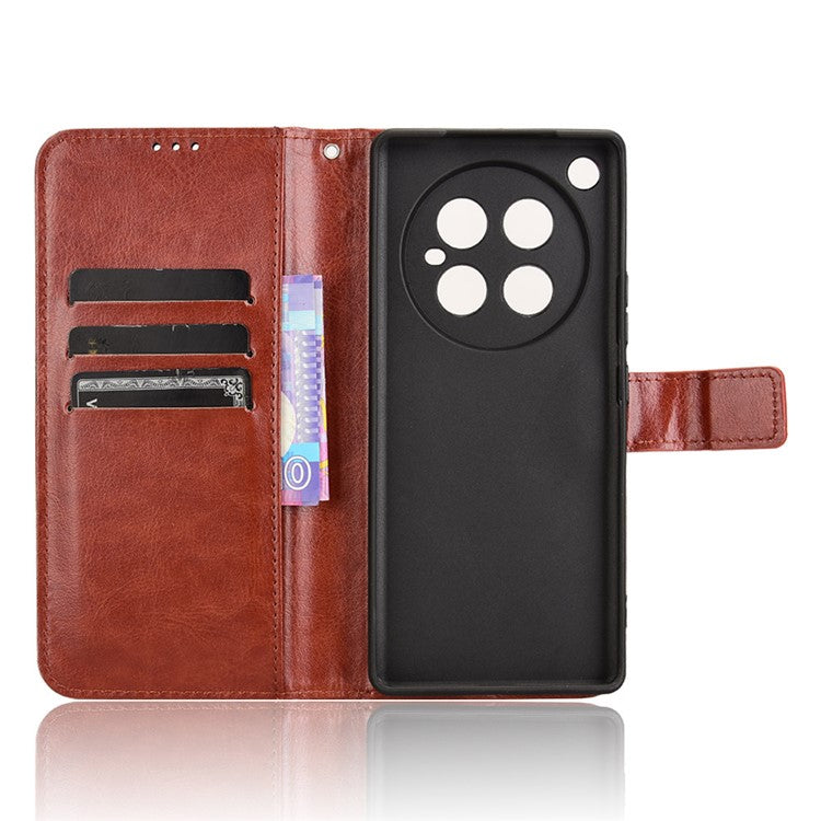 For Infinix Zero 40 4G X6860 Case Crazy Horse Texture PU Leather Phone Wallet Cover - Brown