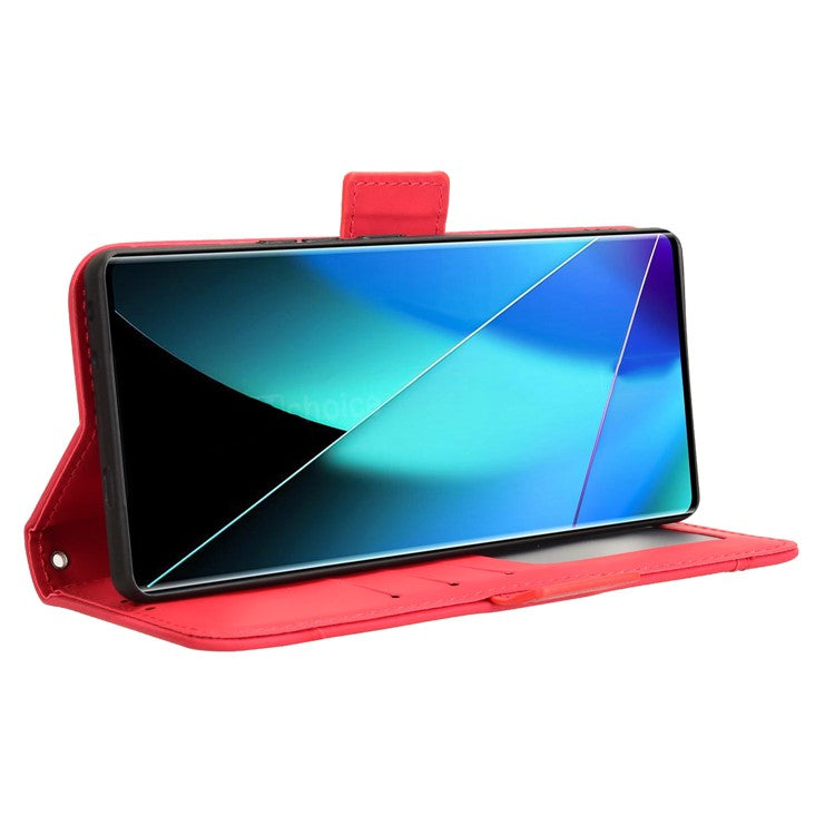 For Infinix Zero 40 4G X6860 Leather Case Phone Wallet Cover with Multiple Card Slots - Red