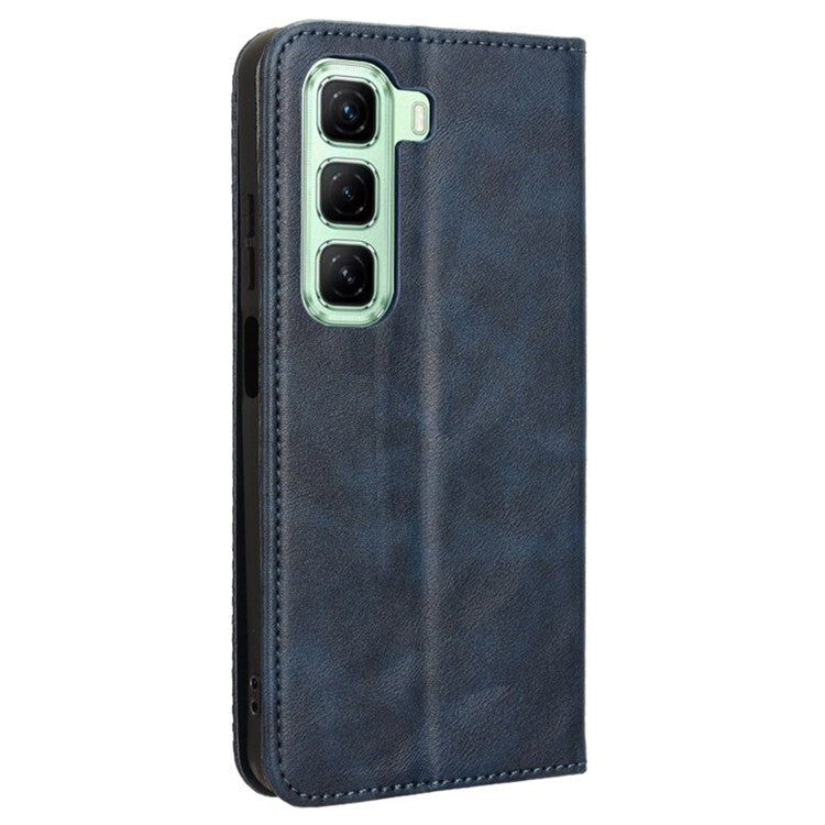 For Infinix Hot 50 5G X6720 Leather Case Wallet Stand Retro Texture Phone Cover - Blue