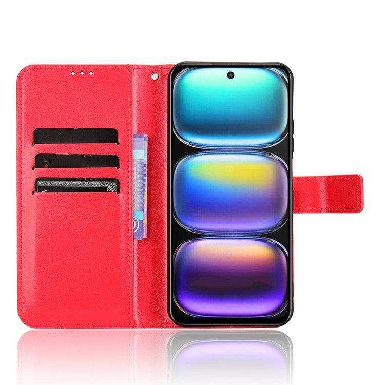 For Infinix Hot 50 5G X6720 Case Crazy Horse Texture PU Leather Phone Wallet Cover - Red