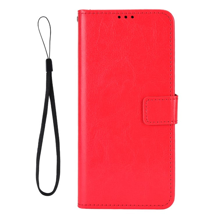 For Infinix Hot 50 5G X6720 Case Crazy Horse Texture PU Leather Phone Wallet Cover - Red