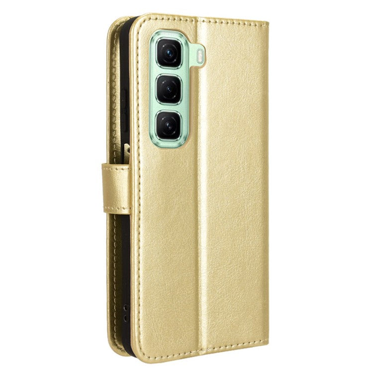 For Infinix Hot 50 5G X6720 Case Crazy Horse Texture PU Leather Phone Wallet Cover - Gold