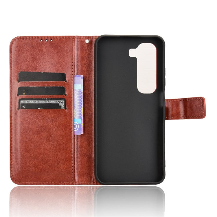 For Infinix Hot 50 5G X6720 Case Crazy Horse Texture PU Leather Phone Wallet Cover - Brown