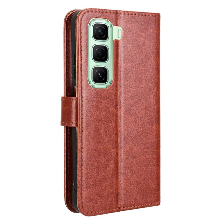 For Infinix Hot 50 5G X6720 Case Crazy Horse Texture PU Leather Phone Wallet Cover - Brown
