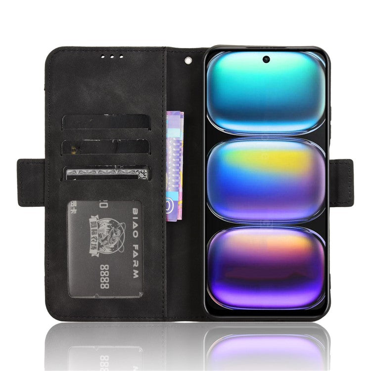 For Infinix Hot 50 5G X6720 Leather Case Phone Wallet Cover with Multiple Card Slots - Black