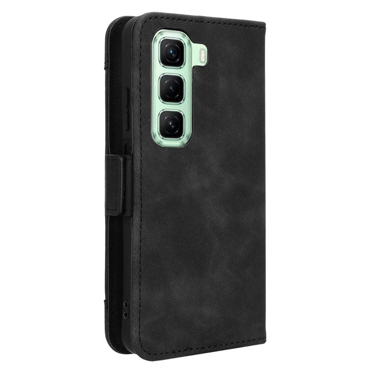 For Infinix Hot 50 5G X6720 Leather Case Phone Wallet Cover with Multiple Card Slots - Black