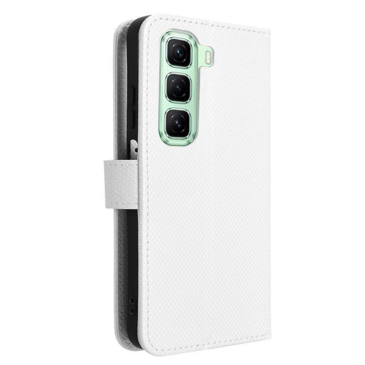 For Infinix Hot 50 5G X6720 Case PU Leather Diamond Texture Wallet Phone Cover - White