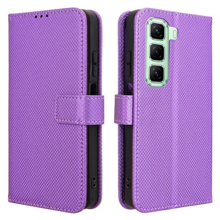 For Infinix Hot 50 5G X6720 Case PU Leather Diamond Texture Wallet Phone Cover - Purple