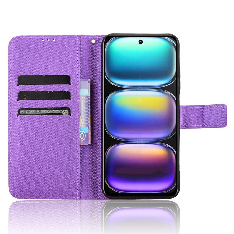 For Infinix Hot 50 5G X6720 Case PU Leather Diamond Texture Wallet Phone Cover - Purple