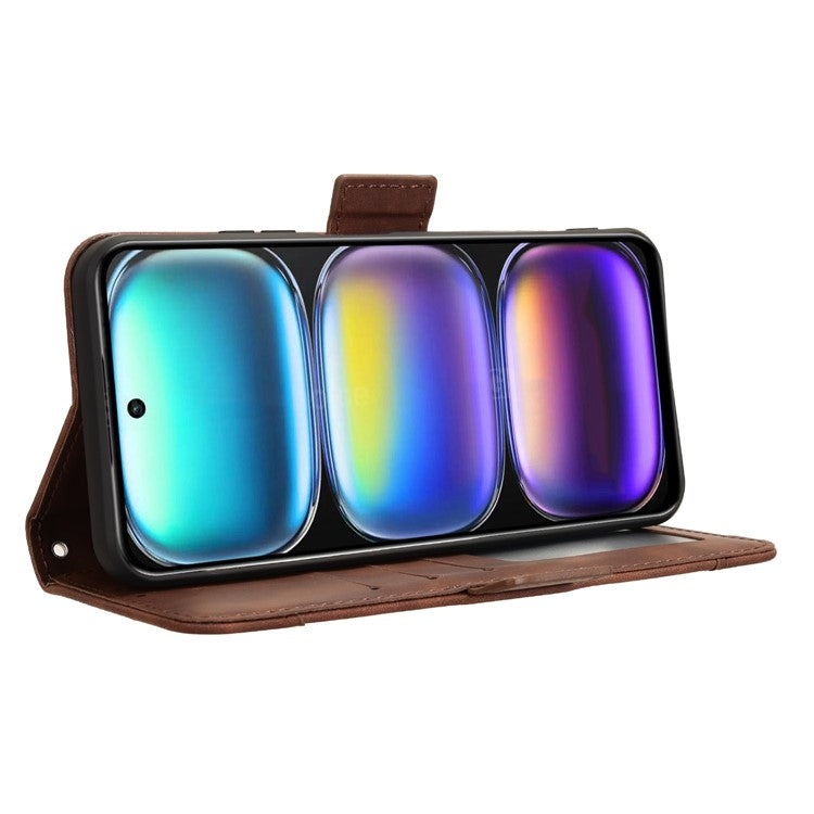 For Infinix Hot 50 4G Leather Case Phone Wallet Cover with Multiple Card Slots - Brown