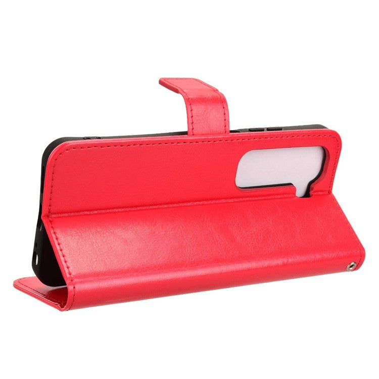 For Infinix Hot 50 4G Case Crazy Horse Texture PU Leather Phone Wallet Cover - Red