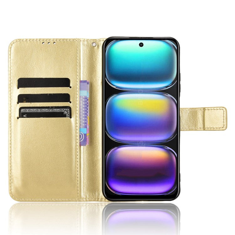 For Infinix Hot 50 4G Case Crazy Horse Texture PU Leather Phone Wallet Cover - Gold