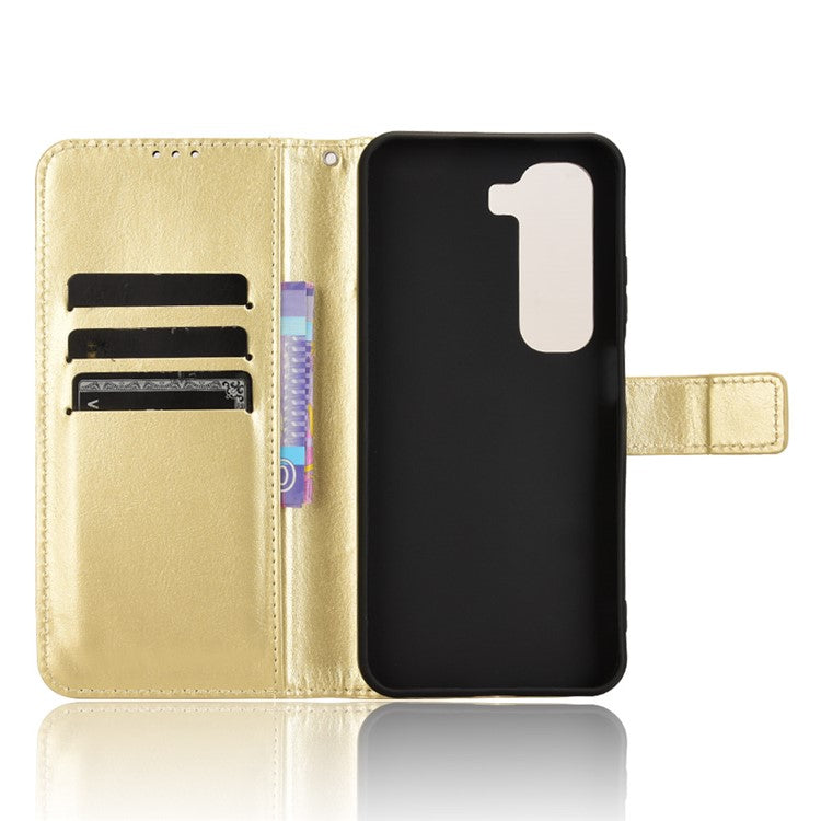 For Infinix Hot 50 4G Case Crazy Horse Texture PU Leather Phone Wallet Cover - Gold
