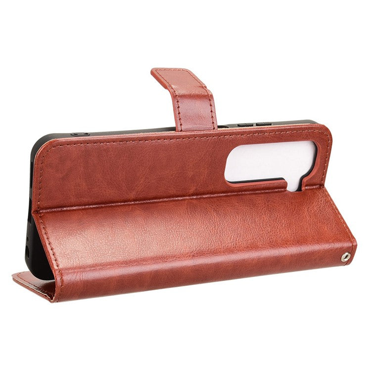 For Infinix Hot 50 4G Case Crazy Horse Texture PU Leather Phone Wallet Cover - Brown