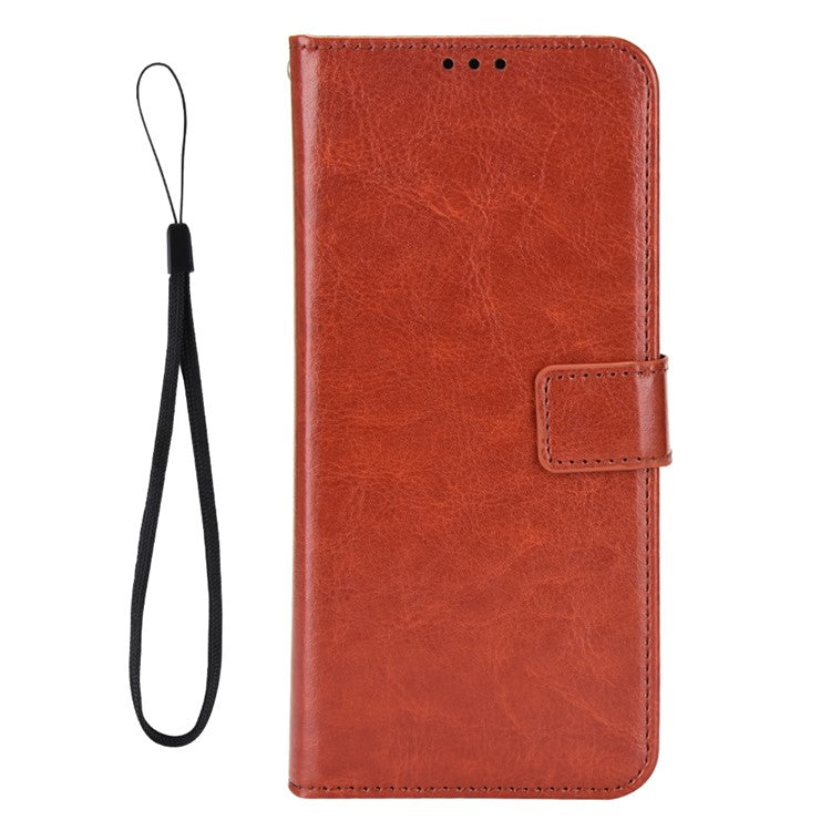 For Infinix Hot 50 4G Case Crazy Horse Texture PU Leather Phone Wallet Cover - Brown