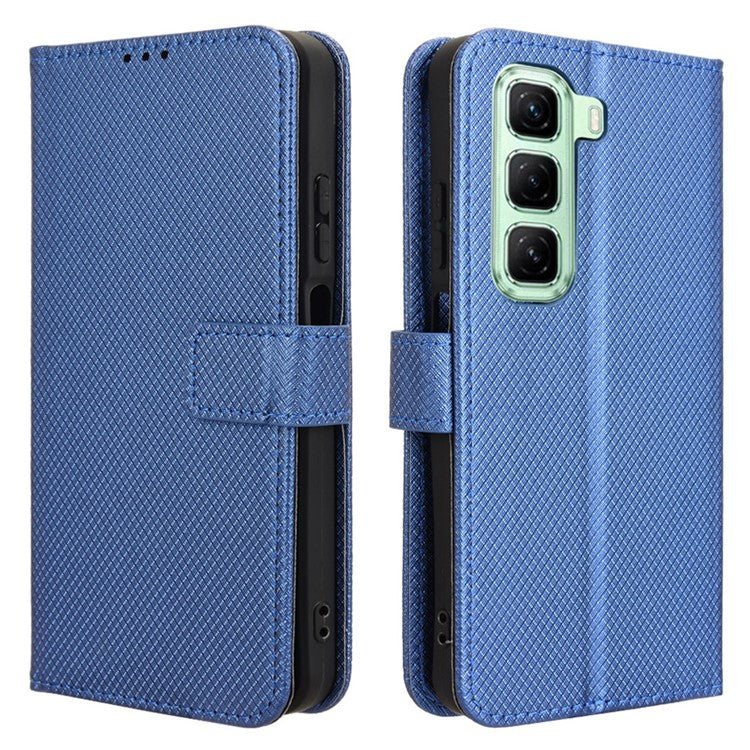 For Infinix Hot 50 4G Case PU Leather Diamond Texture Wallet Phone Cover - Blue