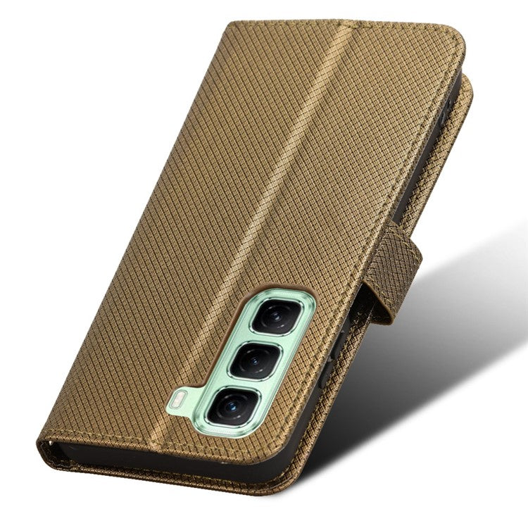 For Infinix Hot 50 4G Case PU Leather Diamond Texture Wallet Phone Cover - Brown