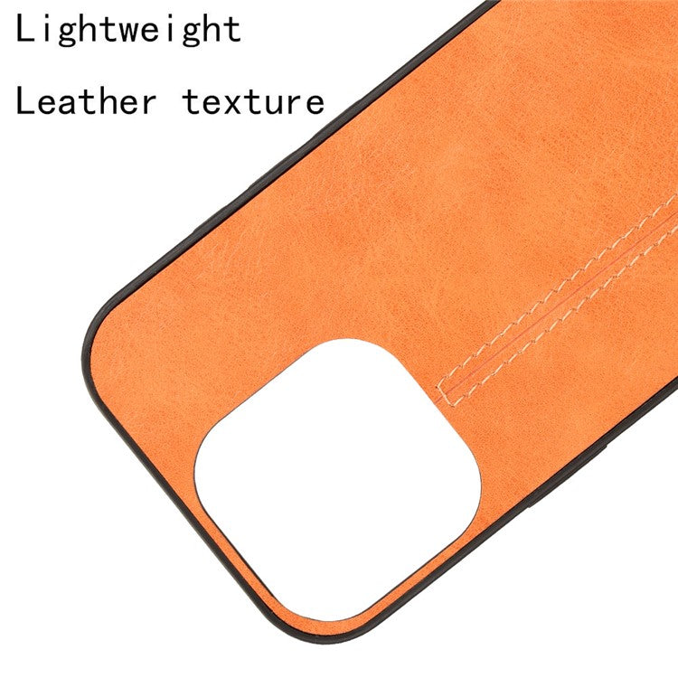 For iPhone 16 Pro Case Leather+TPU+PC Phone Cover Stitching Line - Orange