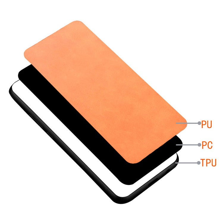 For iPhone 16 Pro Case Leather+TPU+PC Phone Cover Stitching Line - Orange