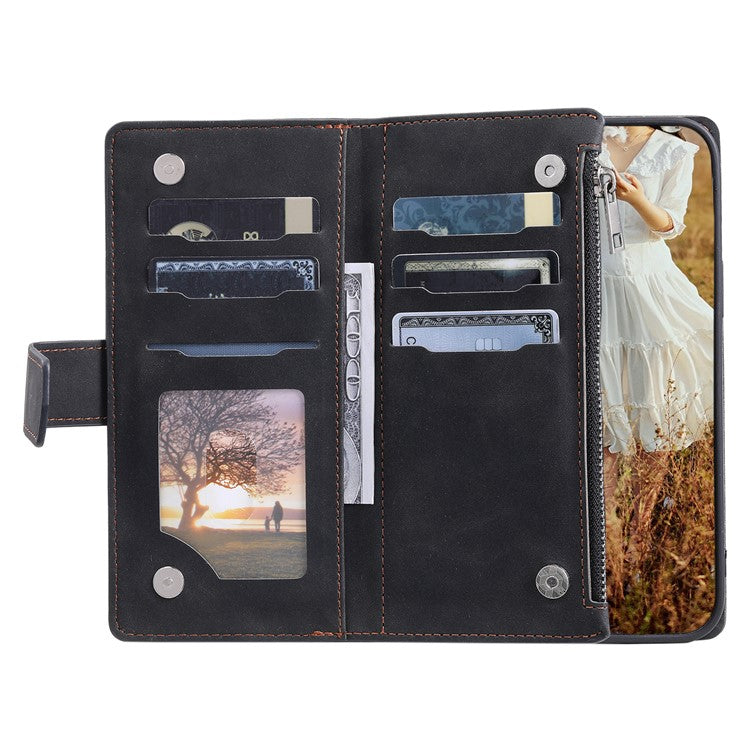 Style 005 For Motorola Edge 50 Neo 5G / Moto S50 5G / Thinkphone 25 5G Wallet Case Rhombus Stitching Line PU Leather Phone Cover - Black