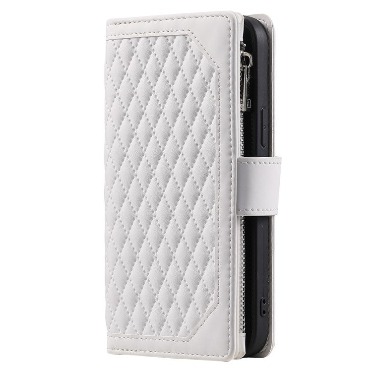 Style 005 For Motorola Edge 50 Neo 5G / Moto S50 5G / Thinkphone 25 5G Wallet Case Rhombus Stitching Line PU Leather Phone Cover - White