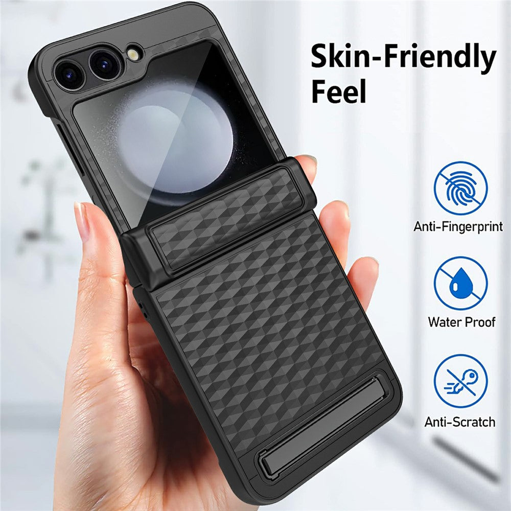 For Samsung Galaxy Z Flip7 FE 5G / Z Flip6 5G Case Hinge Protection Kickstand Hard PC Phone Cover with Screen Film - Purple