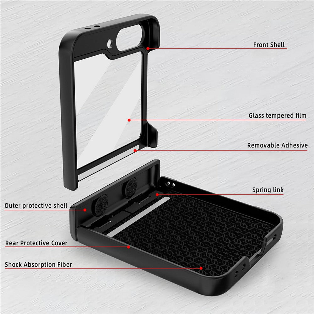 For Samsung Galaxy Z Flip7 FE 5G / Z Flip6 5G Case Hinge Protection Kickstand Hard PC Phone Cover with Screen Film - Purple