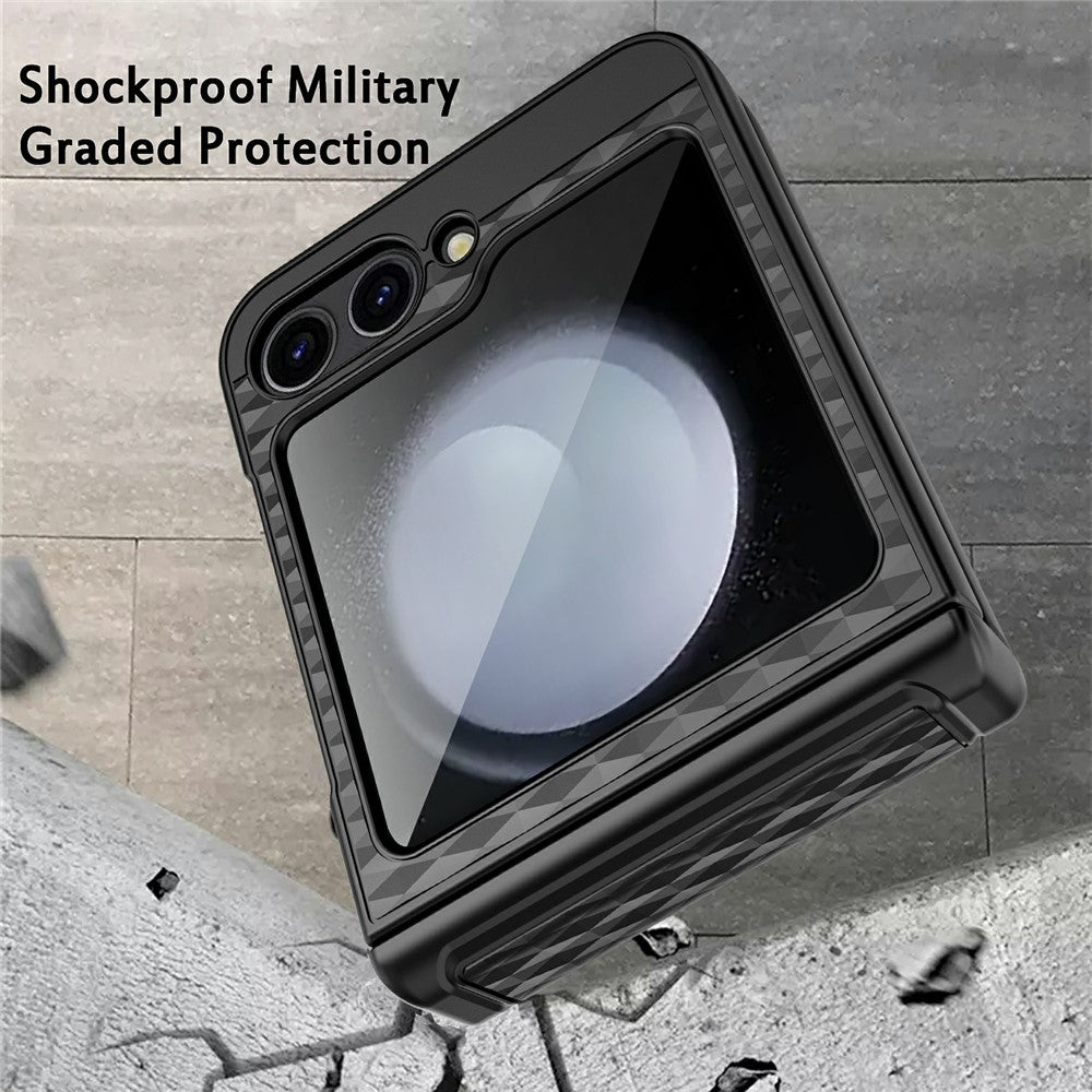 For Samsung Galaxy Z Flip7 FE 5G / Z Flip6 5G Case Hinge Protection Kickstand Hard PC Phone Cover with Screen Film - Pink