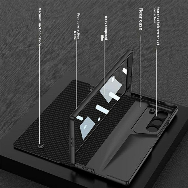 GKK For Samsung Galaxy Z Fold6 5G Case Hard PC+PU Phone Cover Built-In Screen Film - Grey