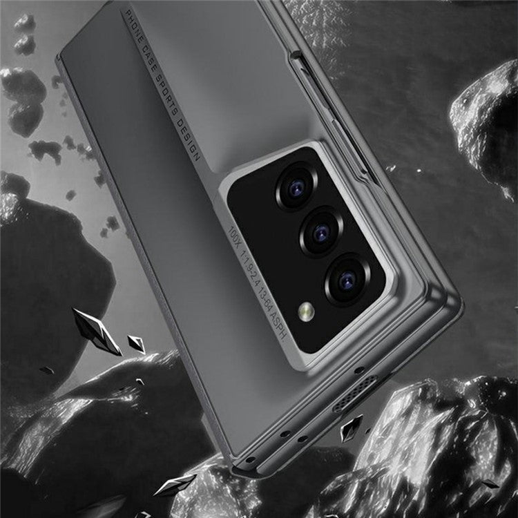 GKK For Samsung Galaxy Z Fold6 5G Case Hard PC+PU Phone Cover Built-In Screen Film - Grey