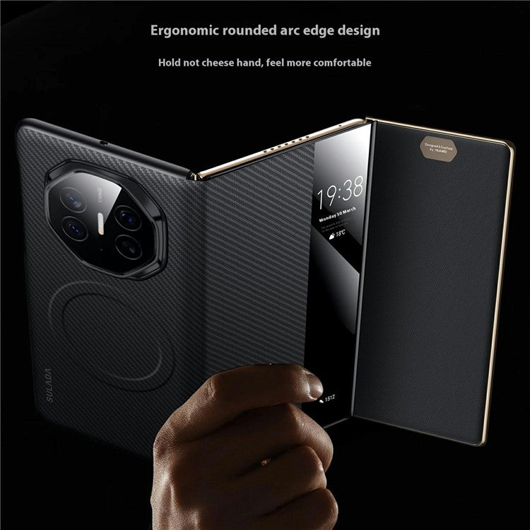 SULADA For Huawei Mate XT Ultimate Case View Window Leather Phone Cover with Auto Wake / Sleep - Black