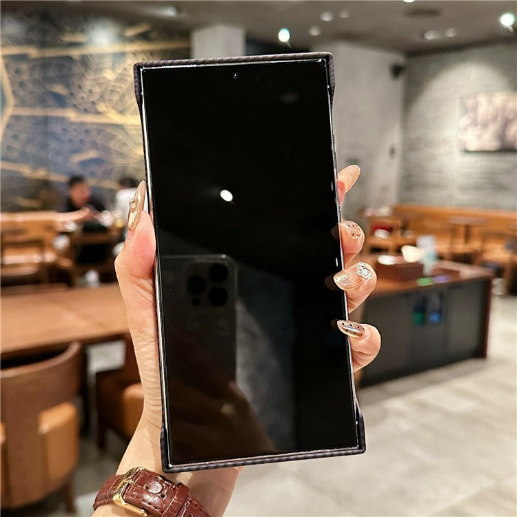 For Samsung Galaxy S24 Case Compatible with MagSafe Frameless Kickstand PC Phone Cover Carbon Fiber Texture - Grey