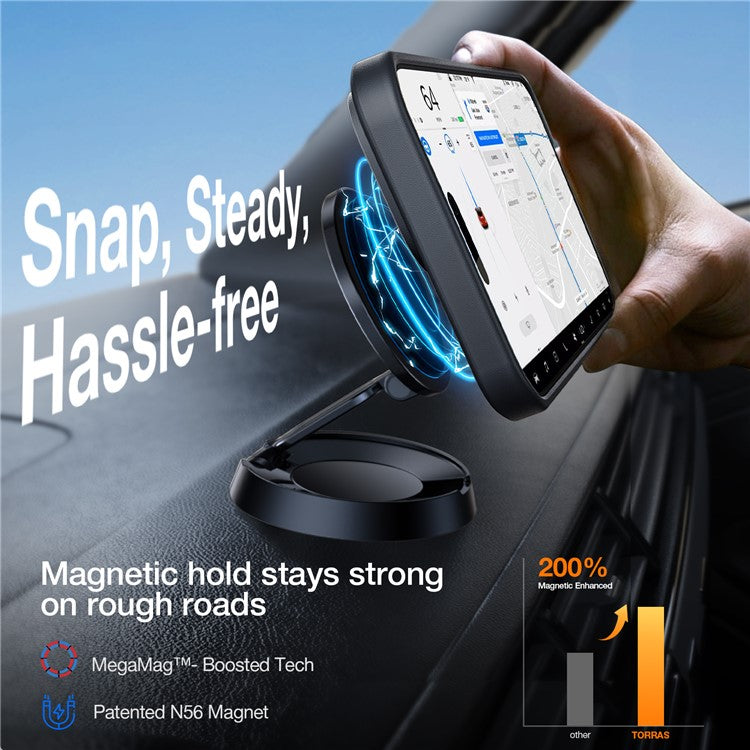 TORRAS For iPhone 16 Case Kickstand TPU+PC Phone Cover Compatible with MagSafe - Black