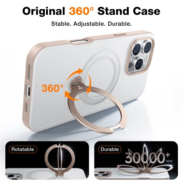 TORRAS For iPhone 16 Pro Case Compatible with MagSafe Rotating Kickstand PC+TPU Phone Cover - Desert Gold