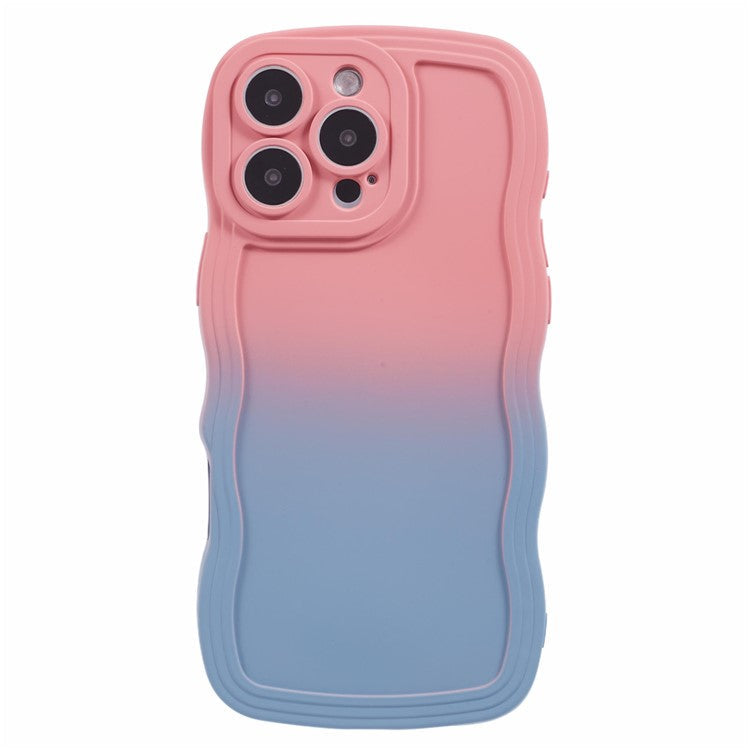 JTW Series for iPhone 16 Pro TPU Phone Case Gradient Color Rubberized Cover - Pink+Sky Blue