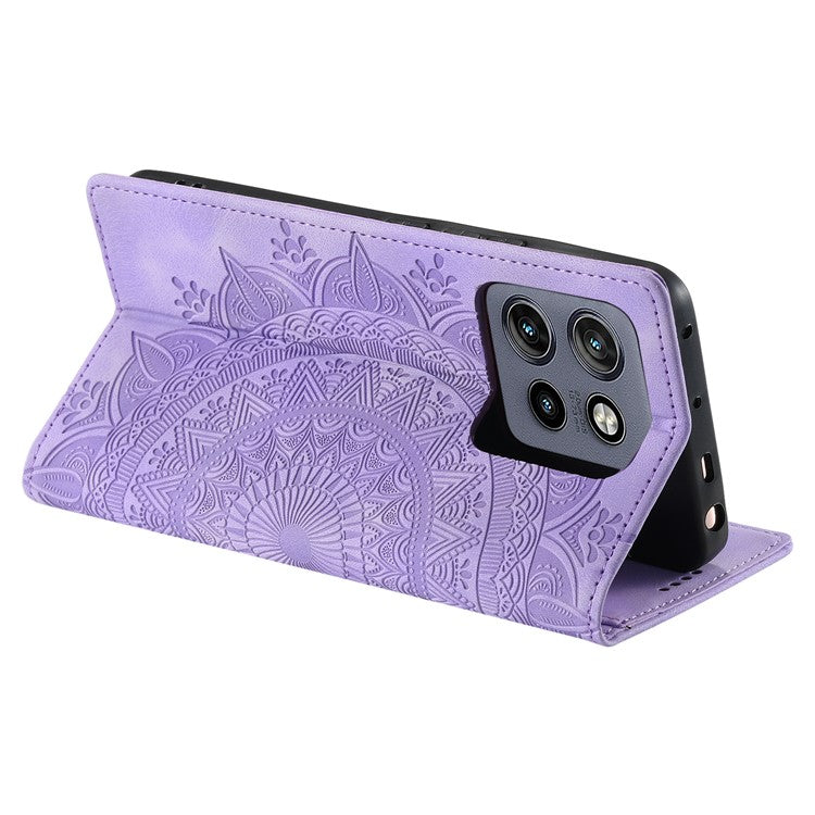 Style 010 For Motorola Edge 50 Neo 5G / Moto S50 5G / Thinkphone 25 5G Case Mandala Pattern Magnetic Closing Leather Phone Cover - Purple