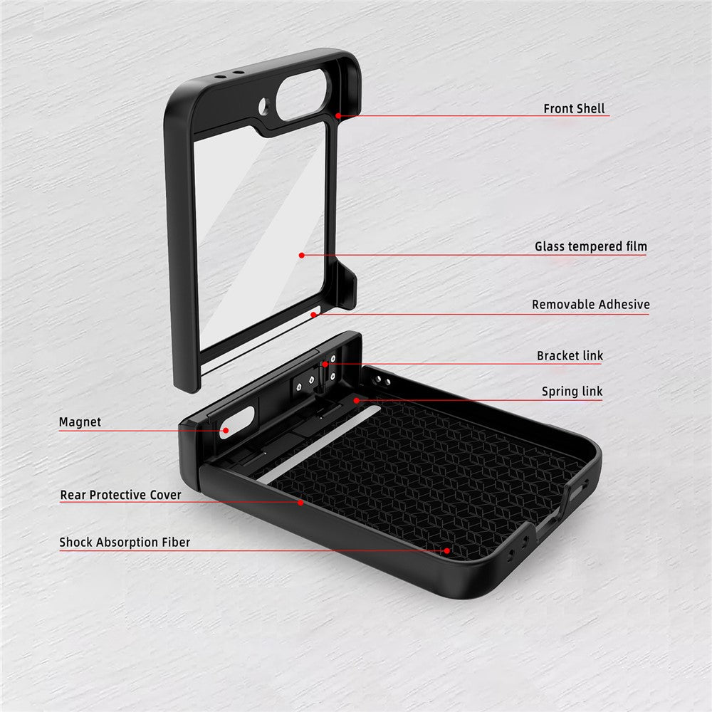 For Samsung Galaxy Z Flip7 FE 5G / Z Flip6 5G Case Cube Pattern Magnetic Spring Hinge Kickstand PC Phone Cover with Screen / Lens Film - Purple