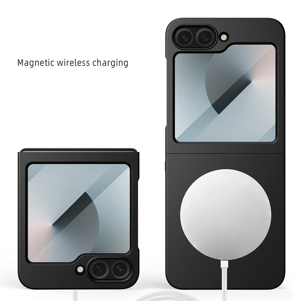 For Samsung Galaxy Z Flip7 FE 5G / Z Flip6 5G Case Compatible with MagSafe CD Vein Skin-Touch PC Phone Cover with Screen / Lens Film - Blue
