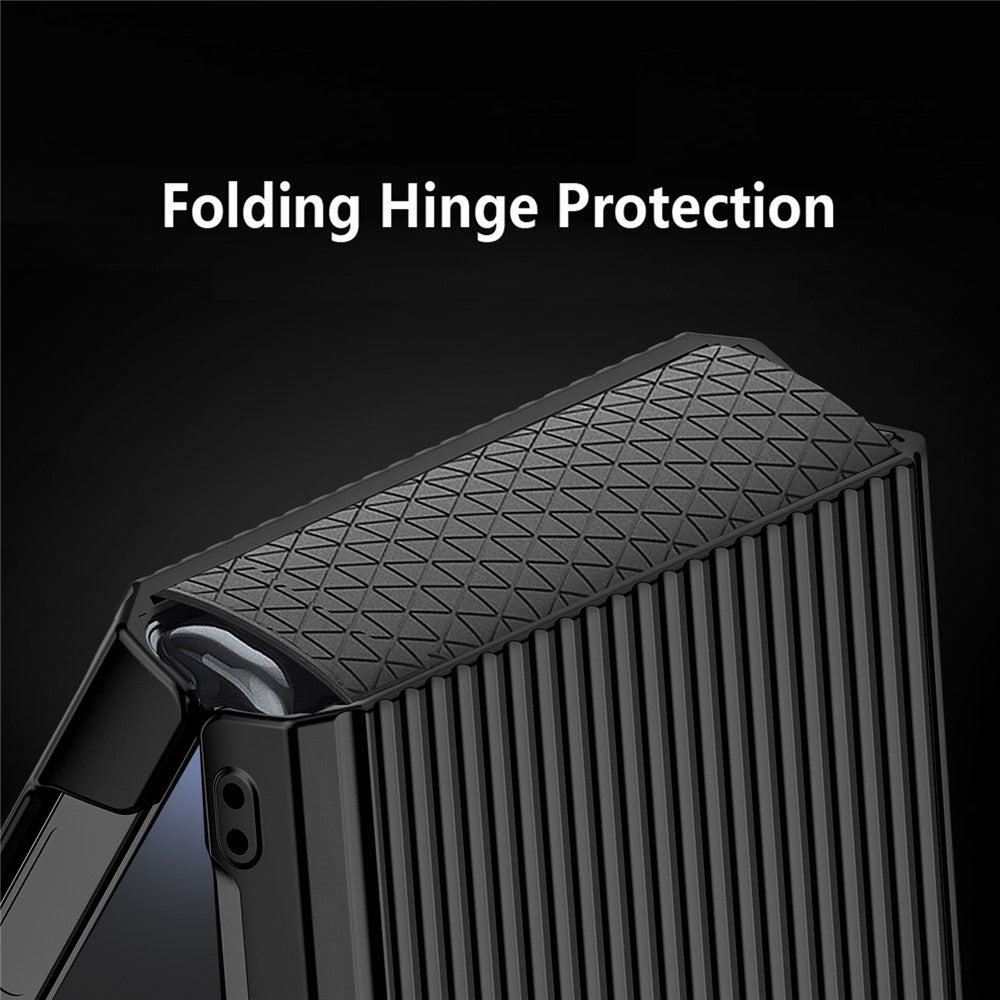 For Samsung Galaxy Z Flip7 FE 5G / Z Flip6 5G Case Stripes Style Hard PC Phone Cover with Screen / Lens Film - Black
