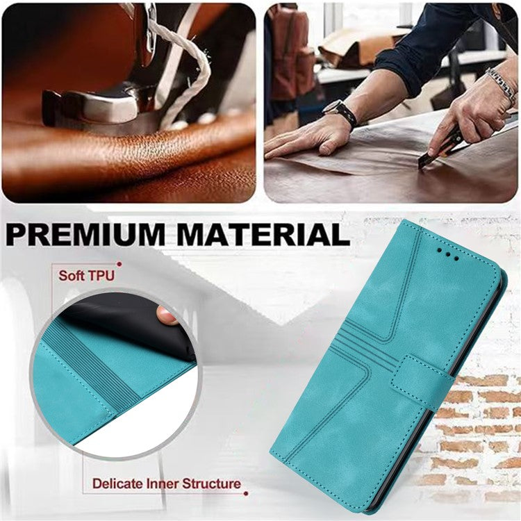 For Xiaomi Poco C75 4G / Redmi 14R 5G / 14C 4G Case Triangle Imprinted Anti-Scratch Phone Wallet Cover - Green