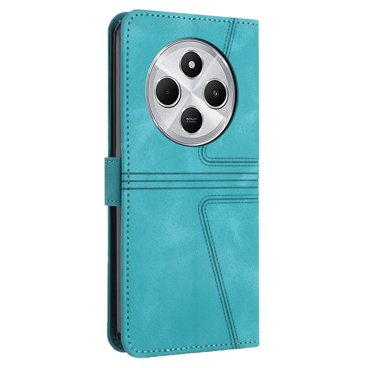 For Xiaomi Poco C75 4G / Redmi 14R 5G / 14C 4G Case Triangle Imprinted Anti-Scratch Phone Wallet Cover - Green