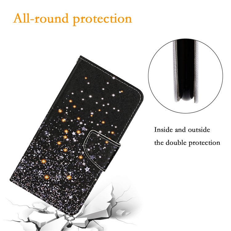 For Xiaomi Poco C75 4G / Redmi 14R 5G / 14C 4G Case Pattern Printing Protective Leather Folio Phone Cover - Black Pentagram