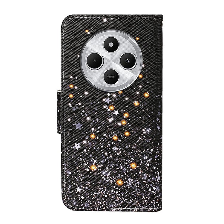 For Xiaomi Poco C75 4G / Redmi 14R 5G / 14C 4G Case Pattern Printing Protective Leather Folio Phone Cover - Black Pentagram