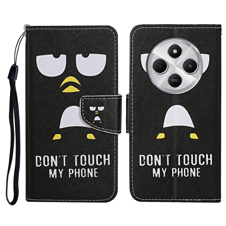For Xiaomi Poco C75 4G / Redmi 14R 5G / 14C 4G Case Pattern Printing Protective Leather Folio Phone Cover - Penguin
