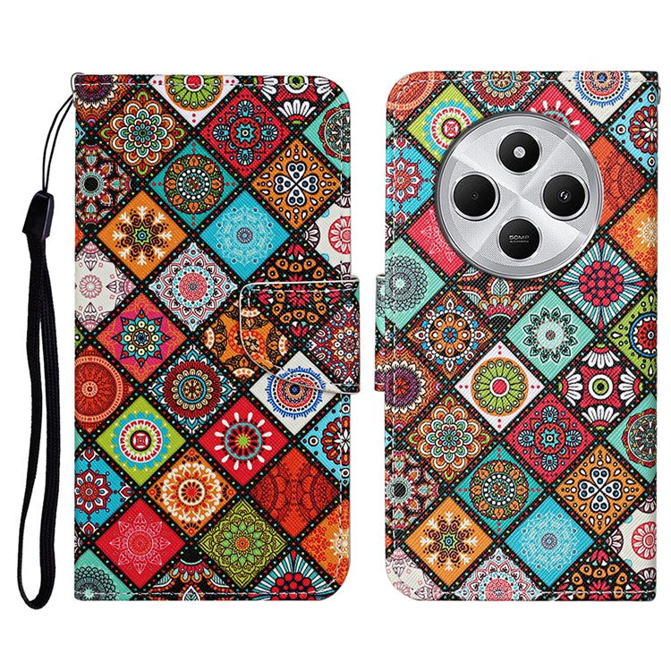 For Xiaomi Poco C75 4G / Redmi 14R 5G / 14C 4G Case Pattern Printing Protective Leather Folio Phone Cover - Ethnic Style